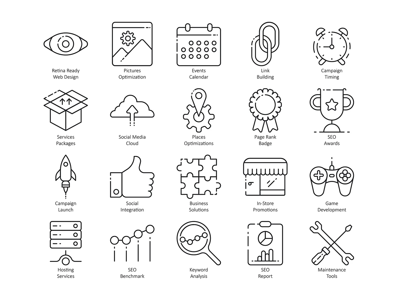 100 SEO Line Icons 5