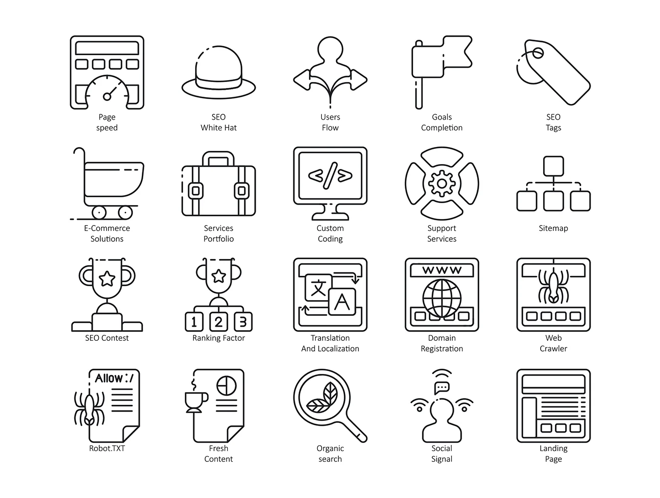 100 SEO Line Icons 6