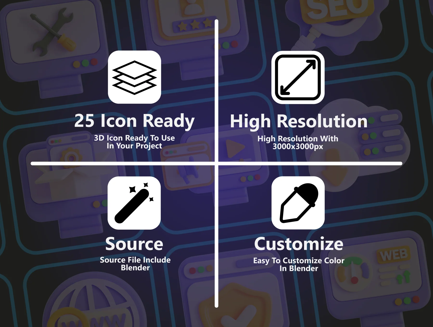 SEO & Website 3D Icon Pack 3