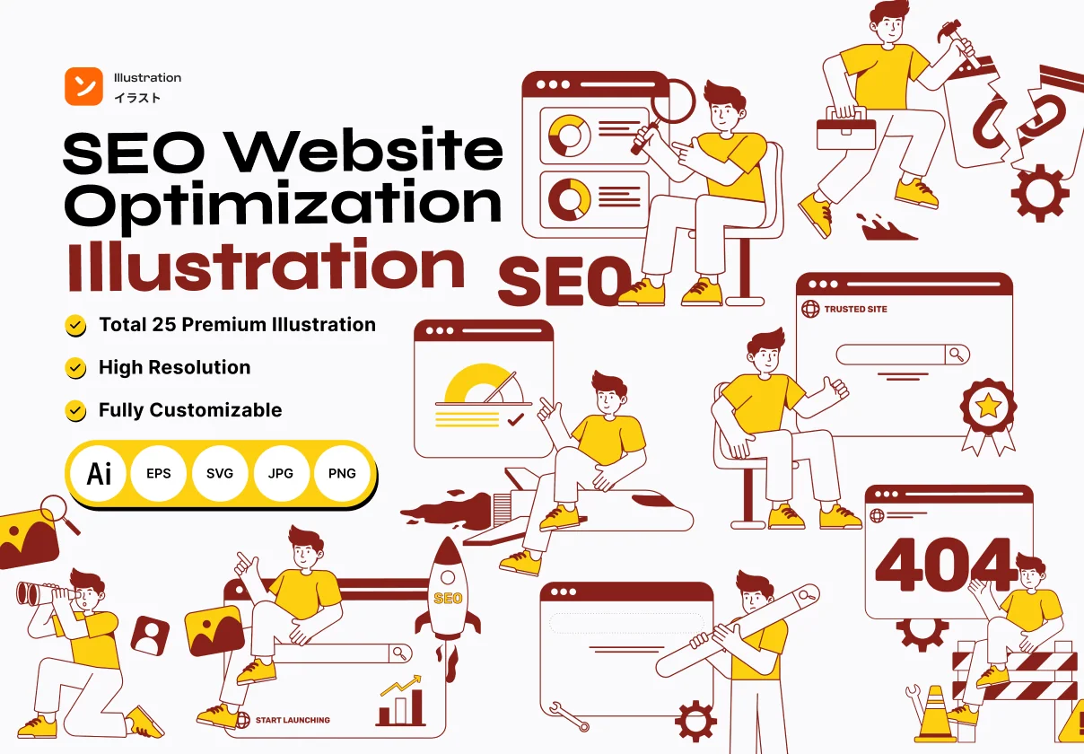 SEO Website Optimization Illustration Pack