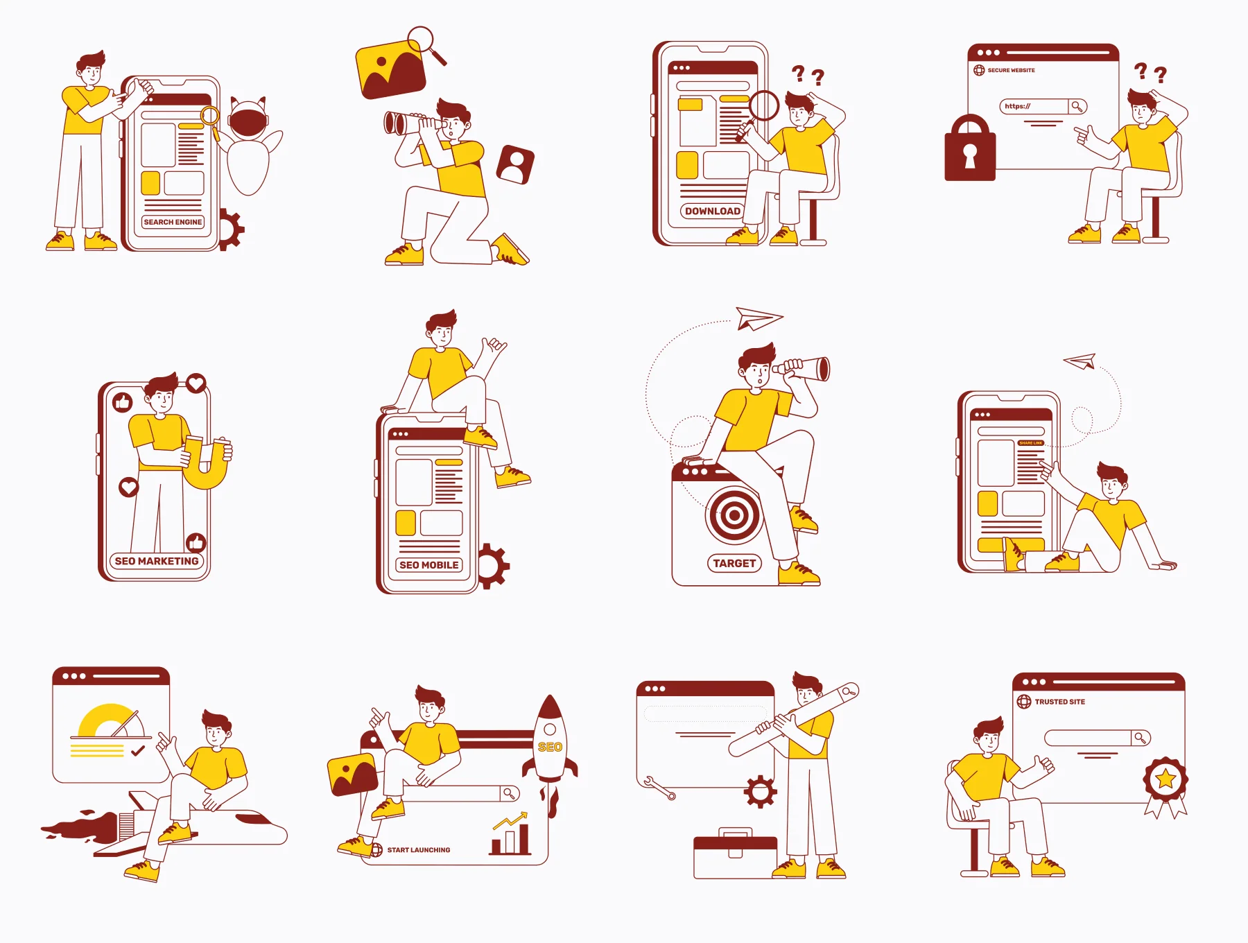 SEO Website Optimization Illustration Pack 7
