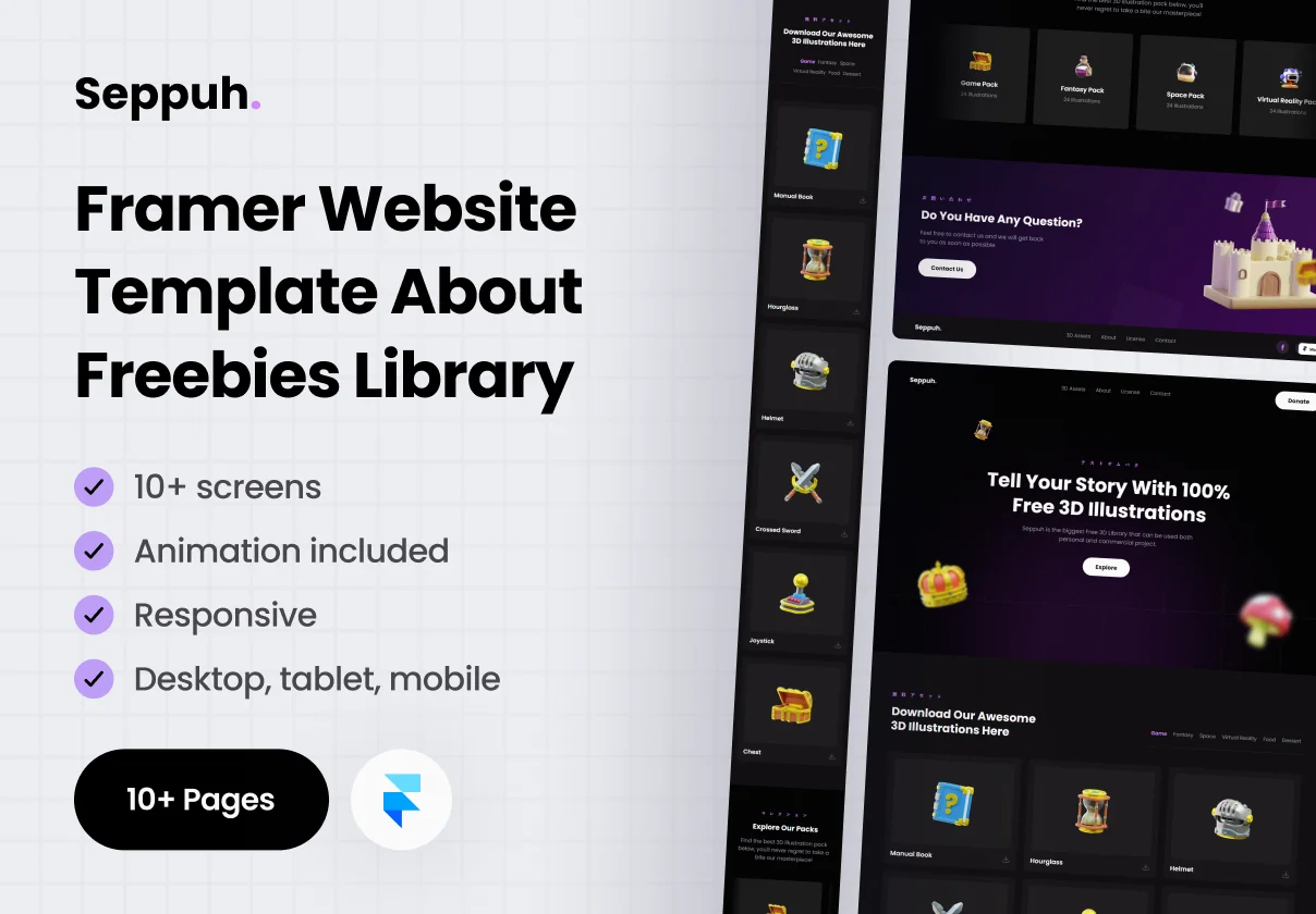 Seppuh - Freebies Library Framer Template