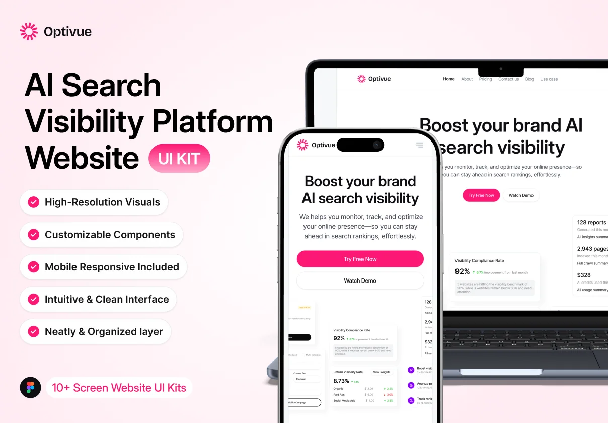 Optivue - AI Search Visibility Platform Website KIT