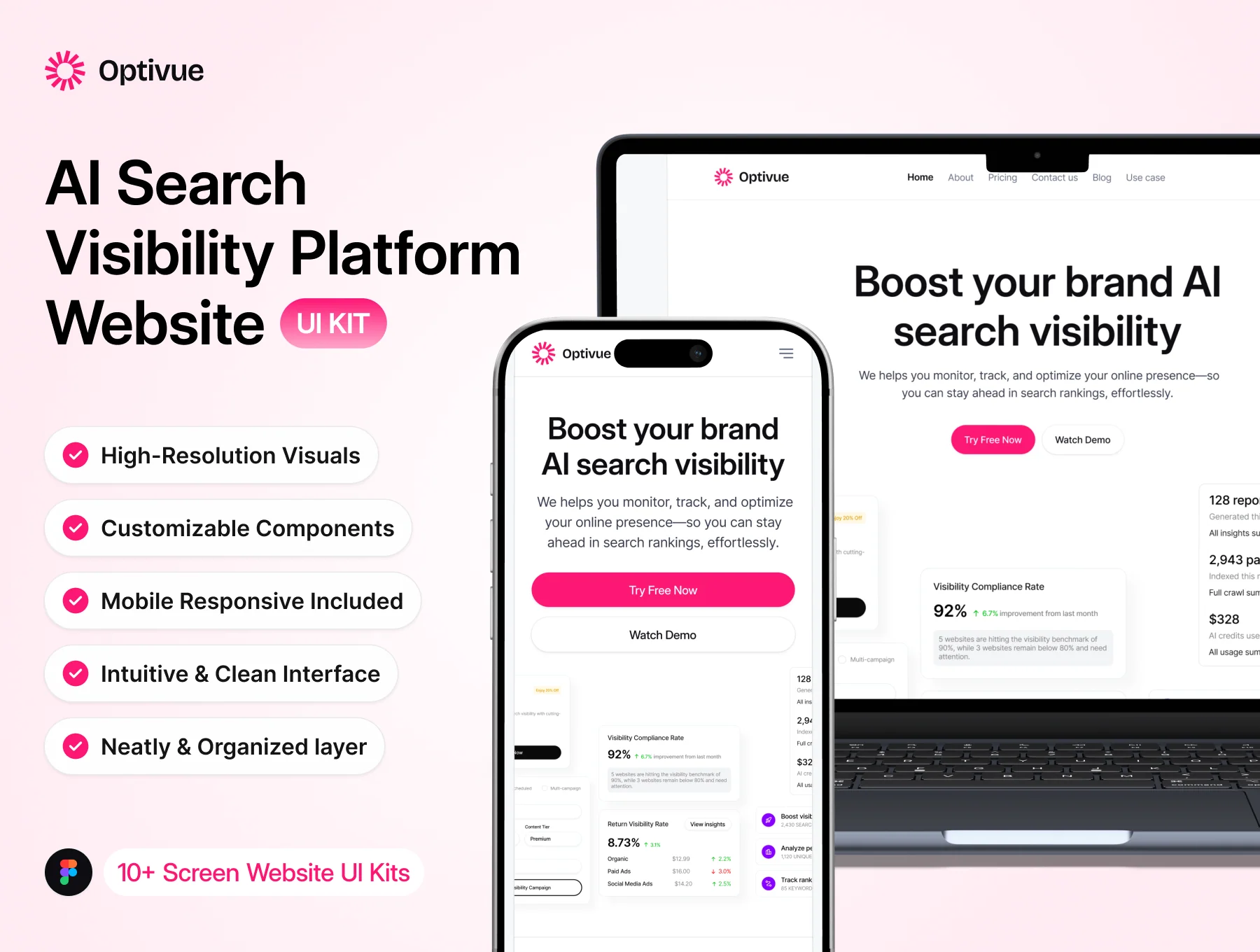Optivue - AI Search Visibility Platform Website KIT