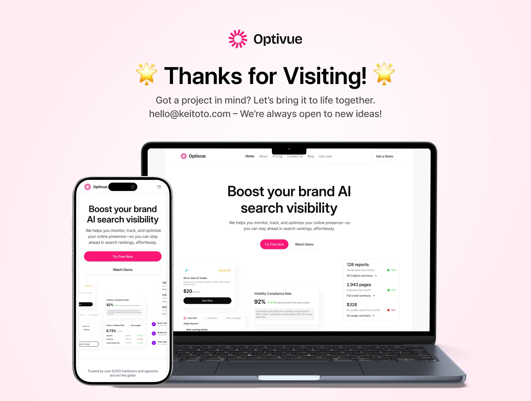 Optivue - AI Search Visibility Platform Website KIT 6
