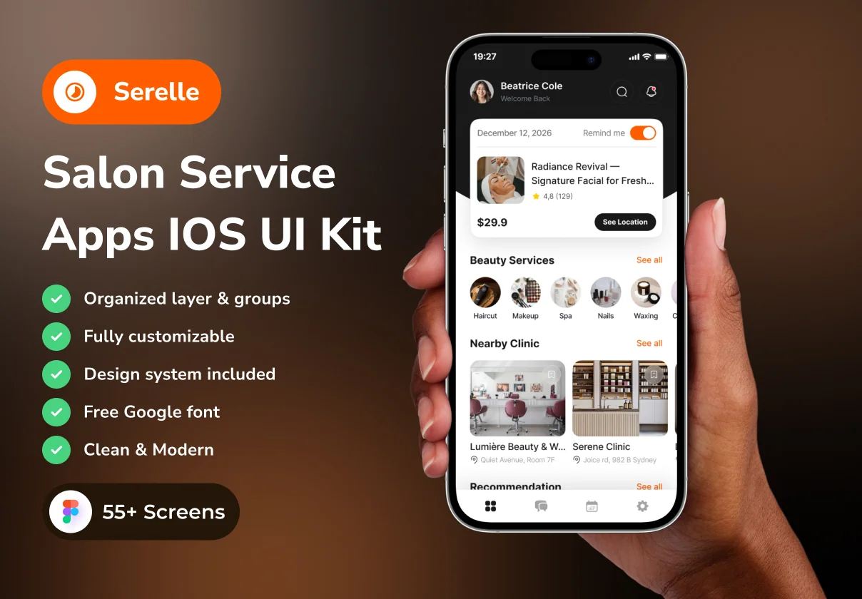 Serelle - Salon Service App IOS UI Kits