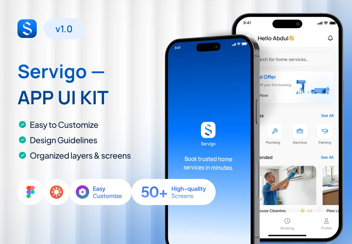 Servigo — Home Services App UI Kit