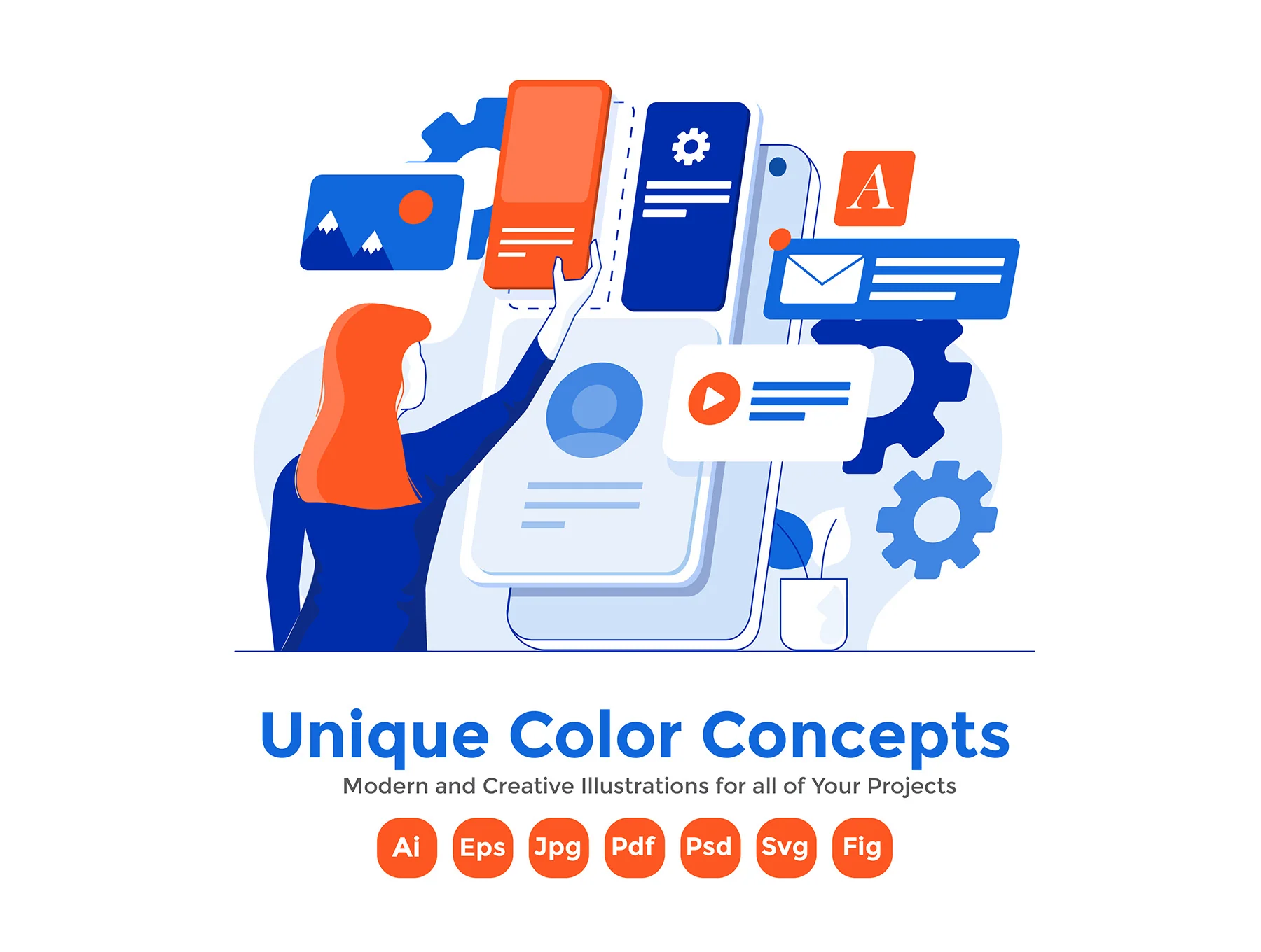 Set of 40 Modern Flat Design Concepts