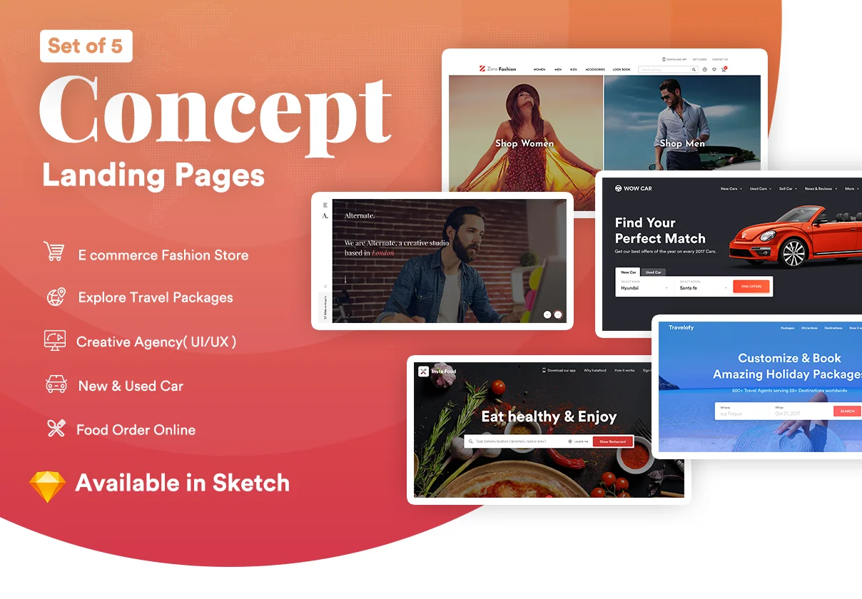 5 Concept Landing Page Template