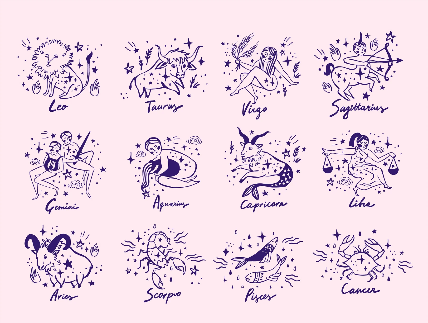 Set of Astrology Illustrations 6