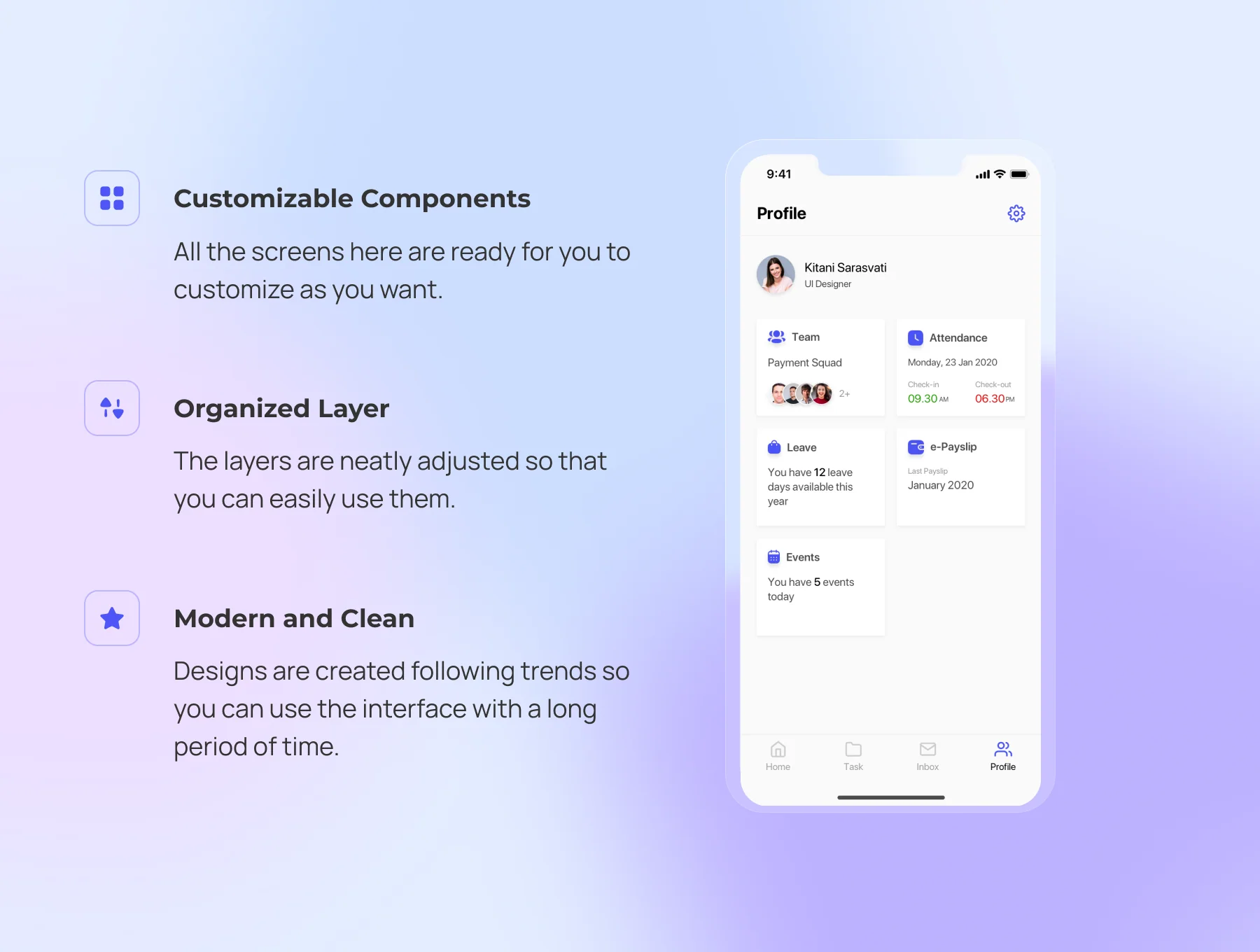 Shain - HR Employee App UI KIt 3
