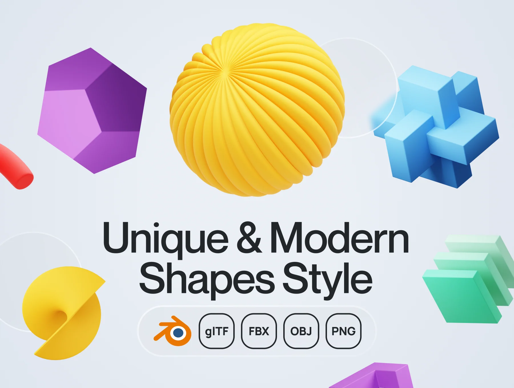 Shapely - Abstract Shape 3D Icon Set 2