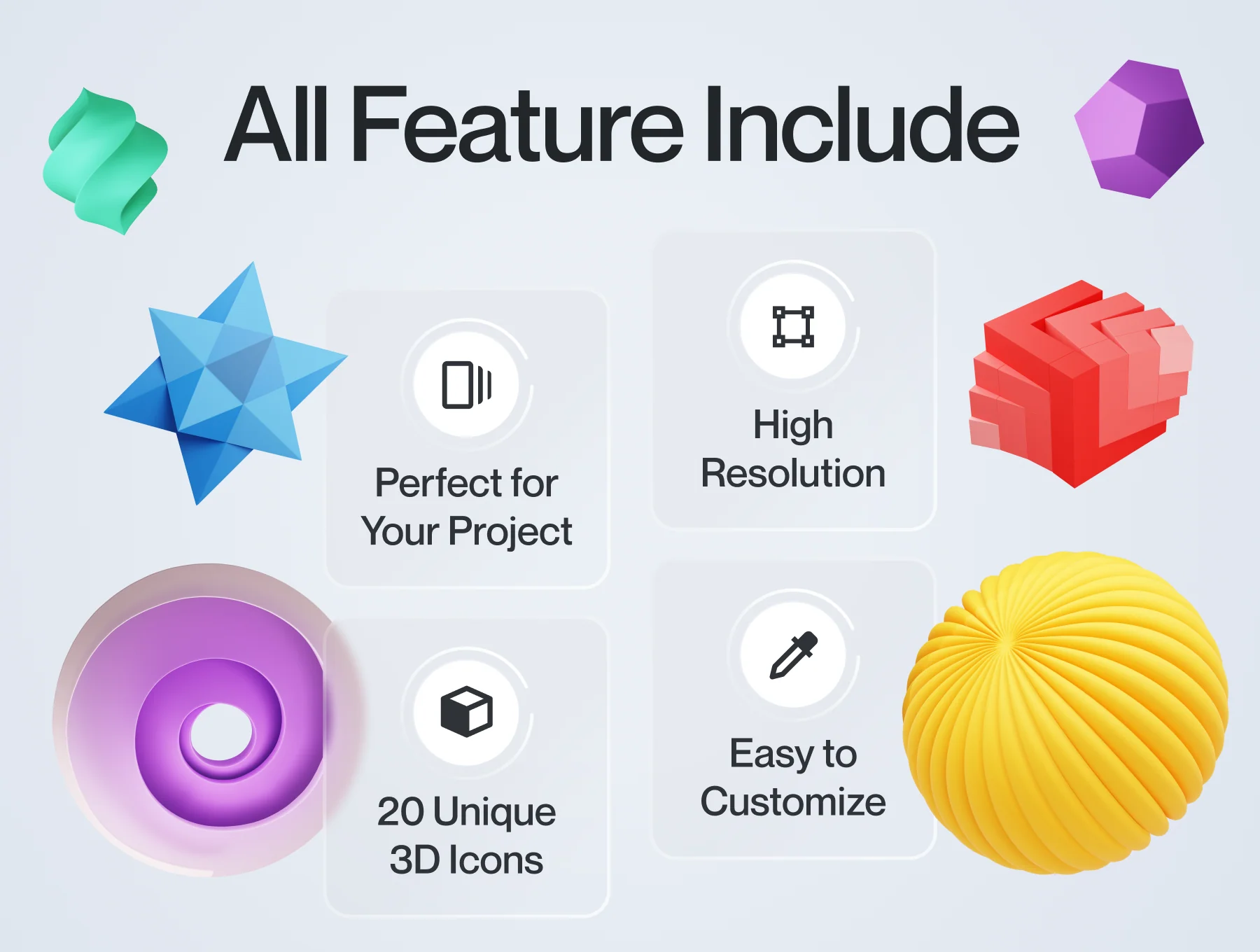 Shapely - Abstract Shape 3D Icon Set 3