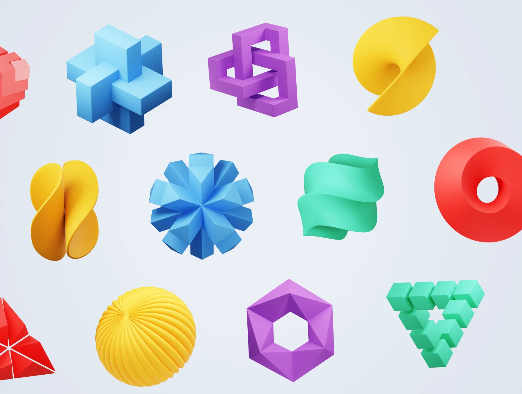Shapely - Abstract Shape 3D Icon Set 8