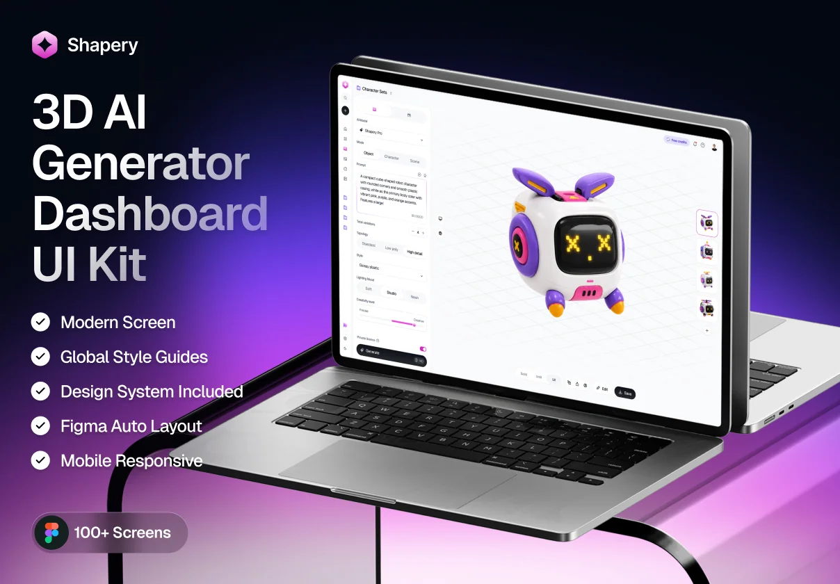 Shapery - 3D AI Generator Dashboard UI Kit