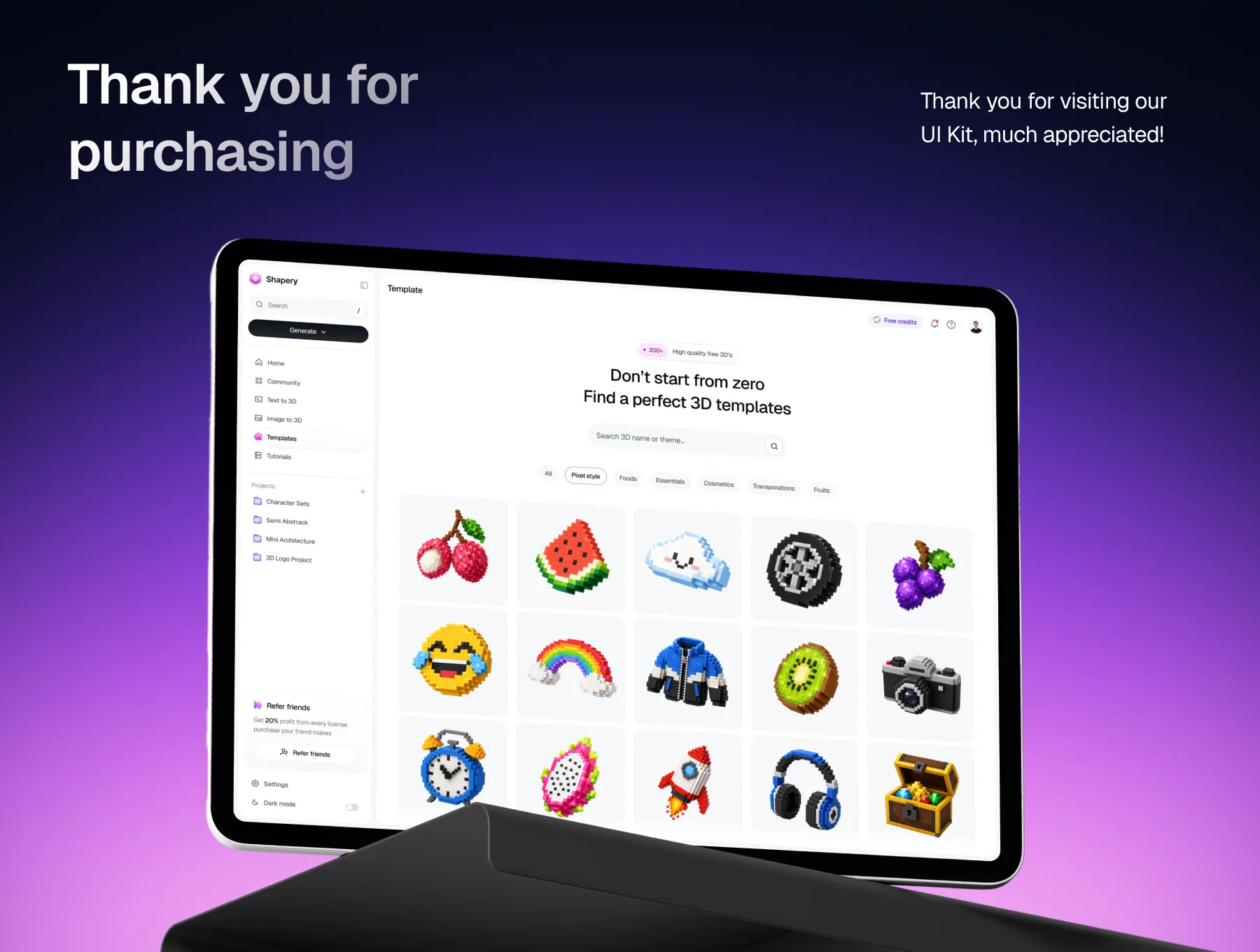 Shapery - 3D AI Generator Dashboard UI Kit 8