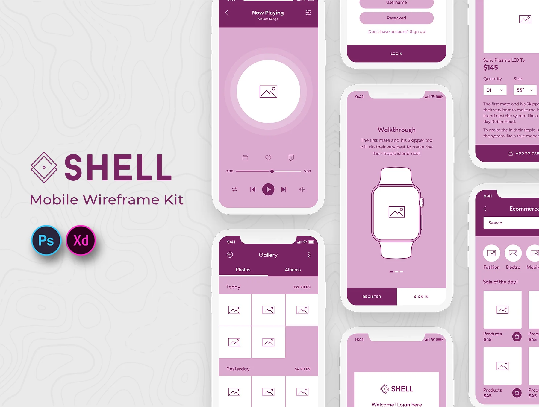 Shell Mobile Wireframe Kit