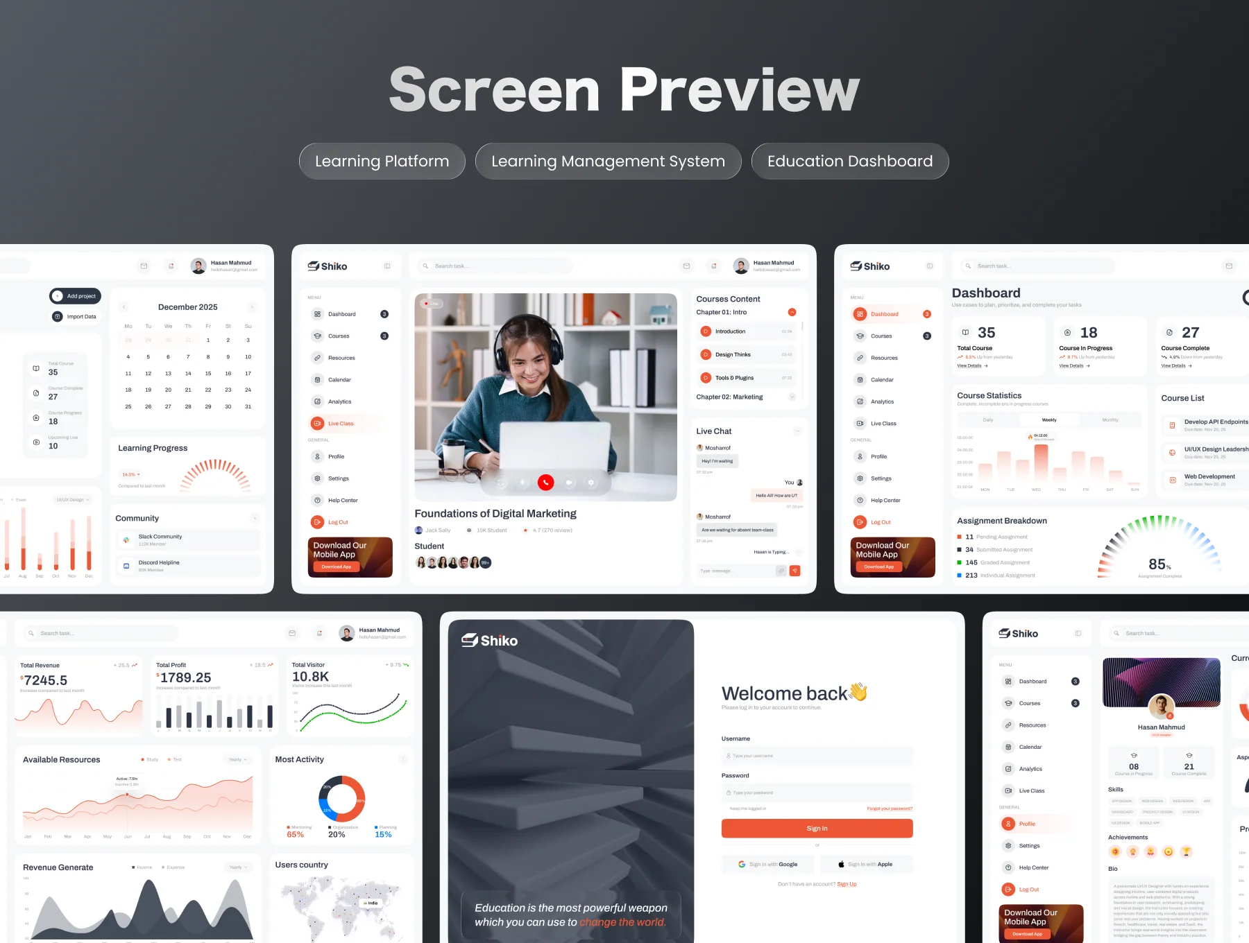 Shiko - Learning Management System Dashboard 7
