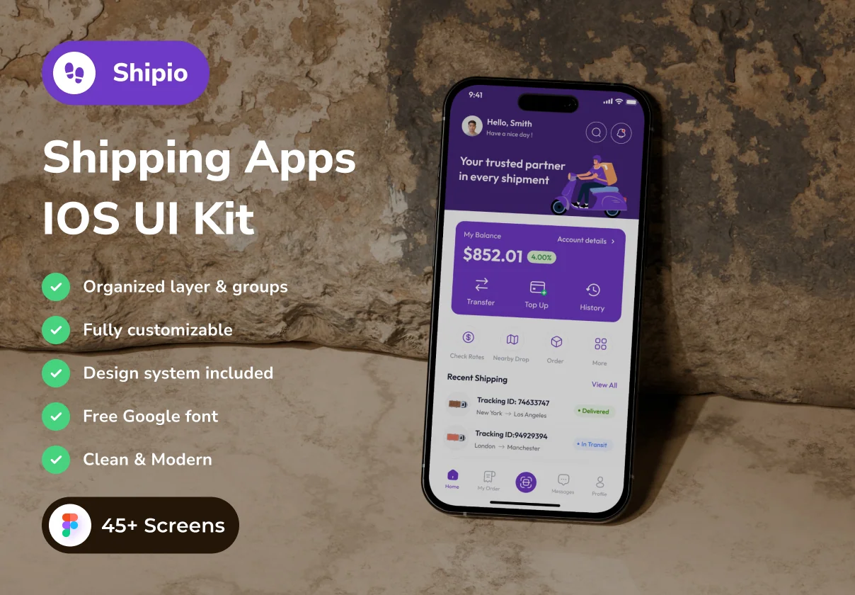Shipio - Shipping App IOS UI Kits