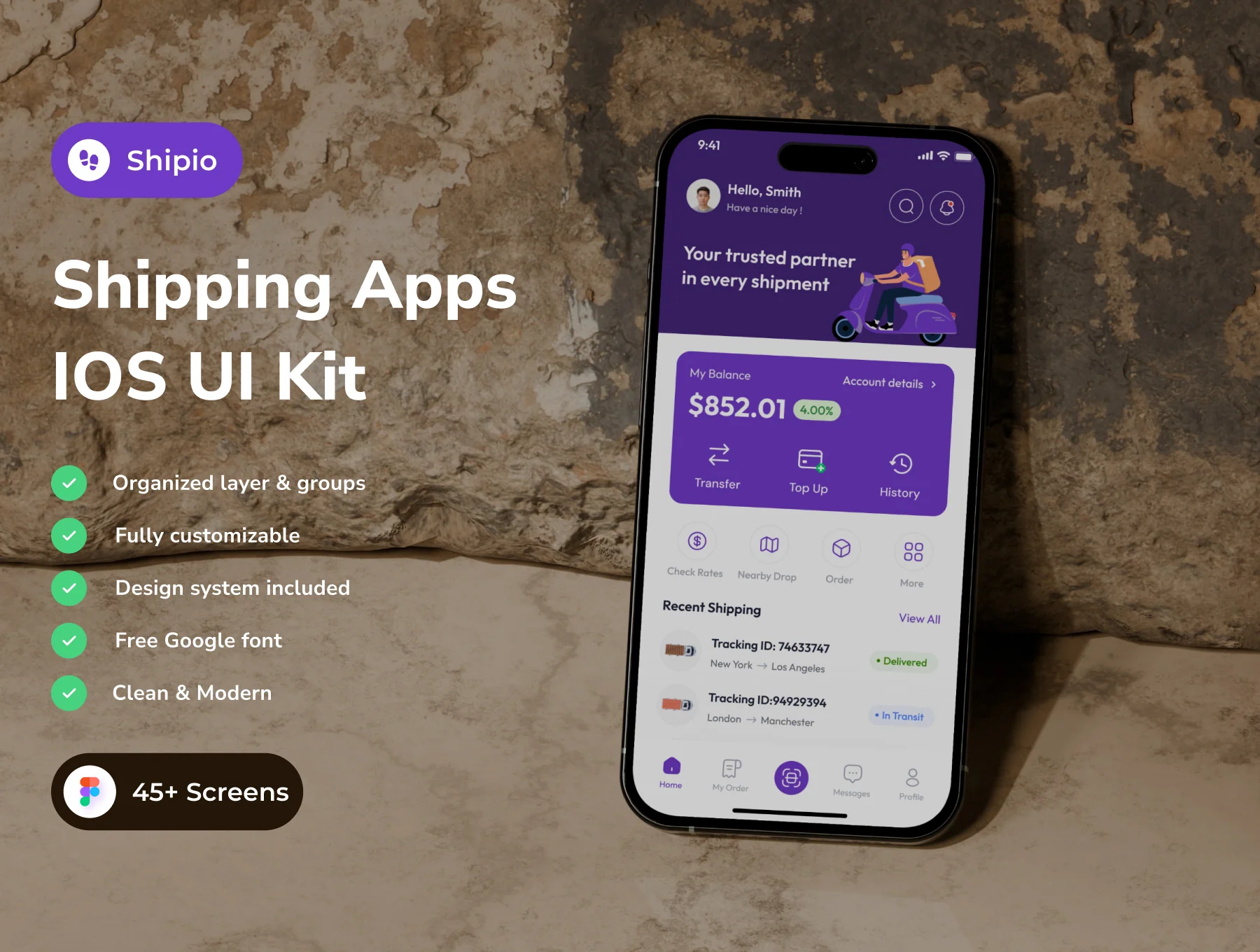 Shipio - Shipping App IOS UI Kits