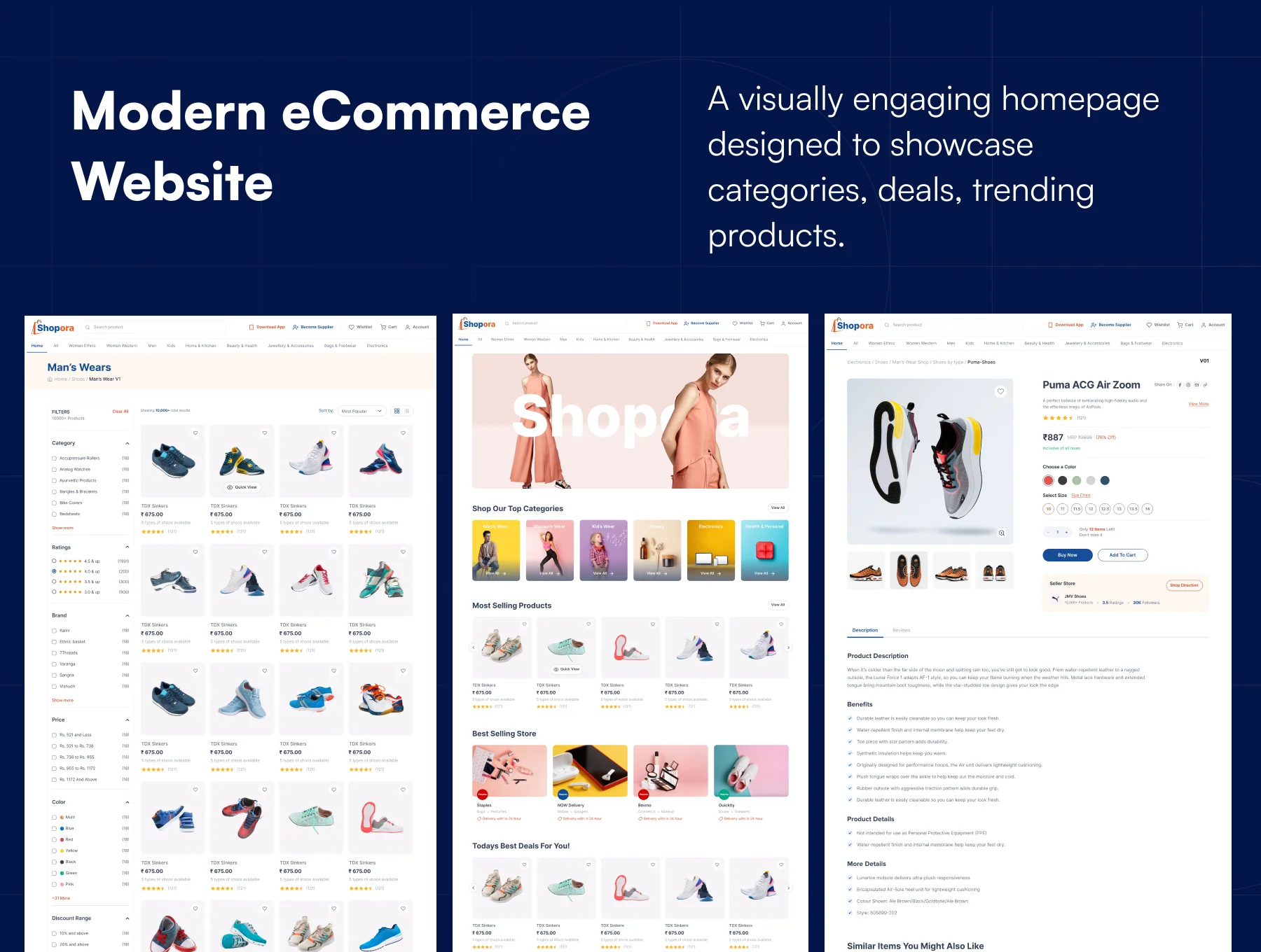 E-Commerce Customer Portal & Website UI Kit (50+ Figma Screens) - Shopora 2