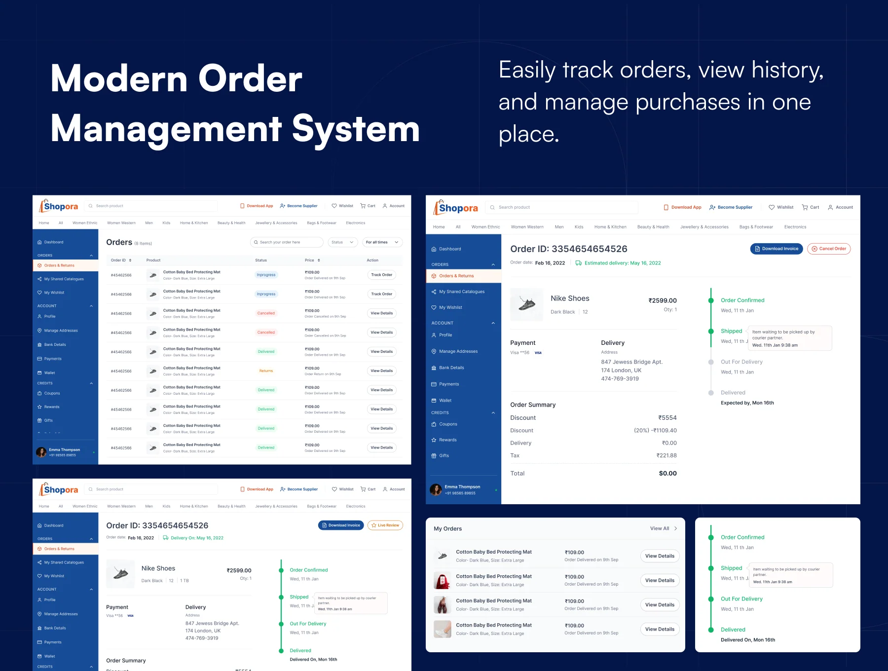 E-Commerce Customer Portal & Website UI Kit (50+ Figma Screens) - Shopora 4