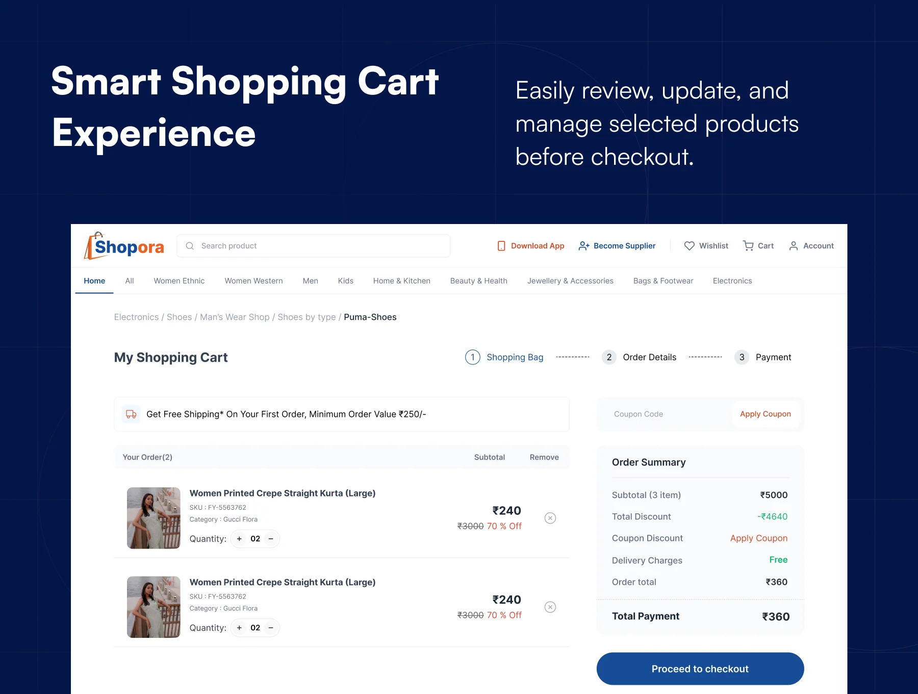 Shopora – eCommerce Website UI Kit for Marketplace, Multi-Vendor & Shopping App (22+ Figma Screens) 6