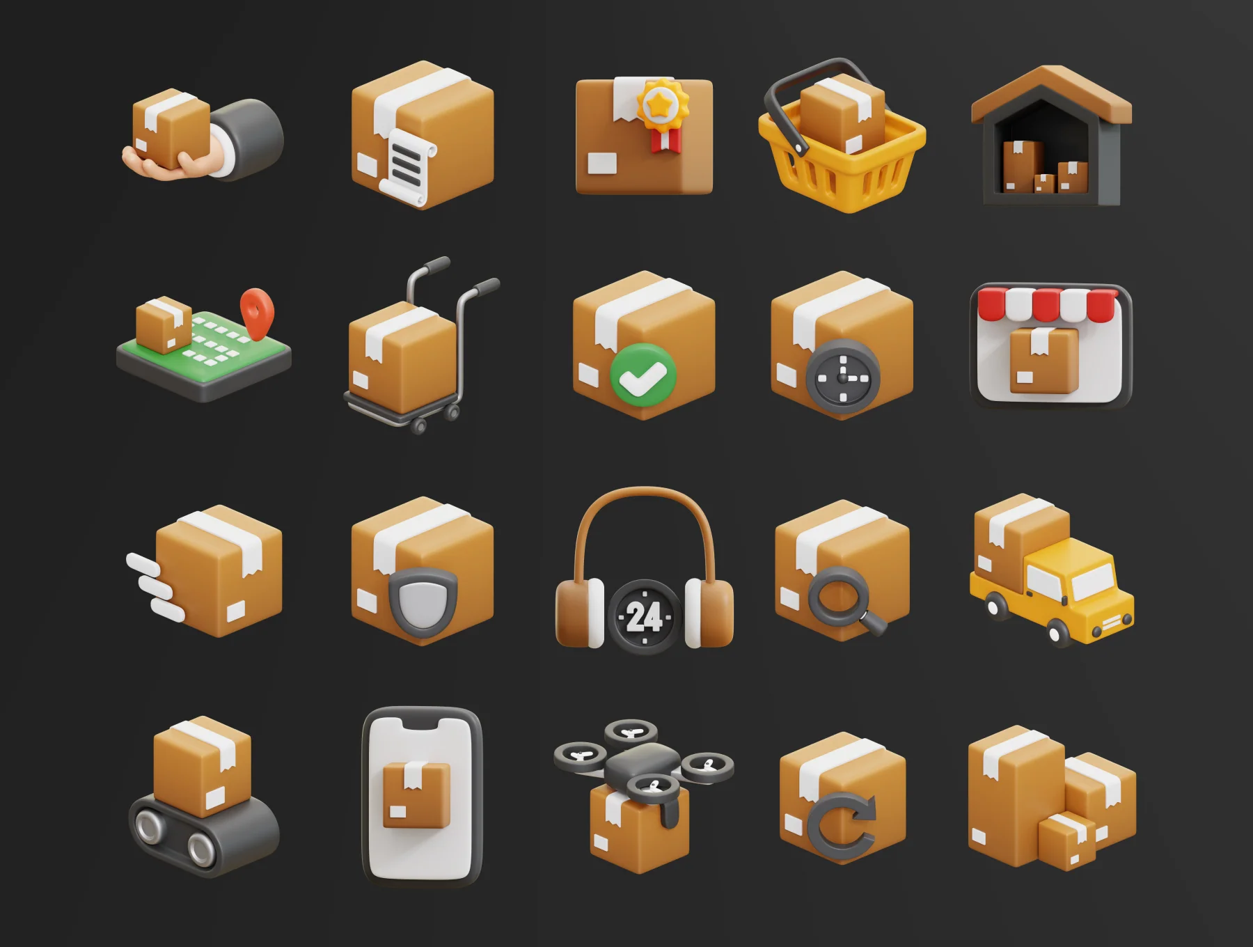 Shopping Delivery 3D Icons 2