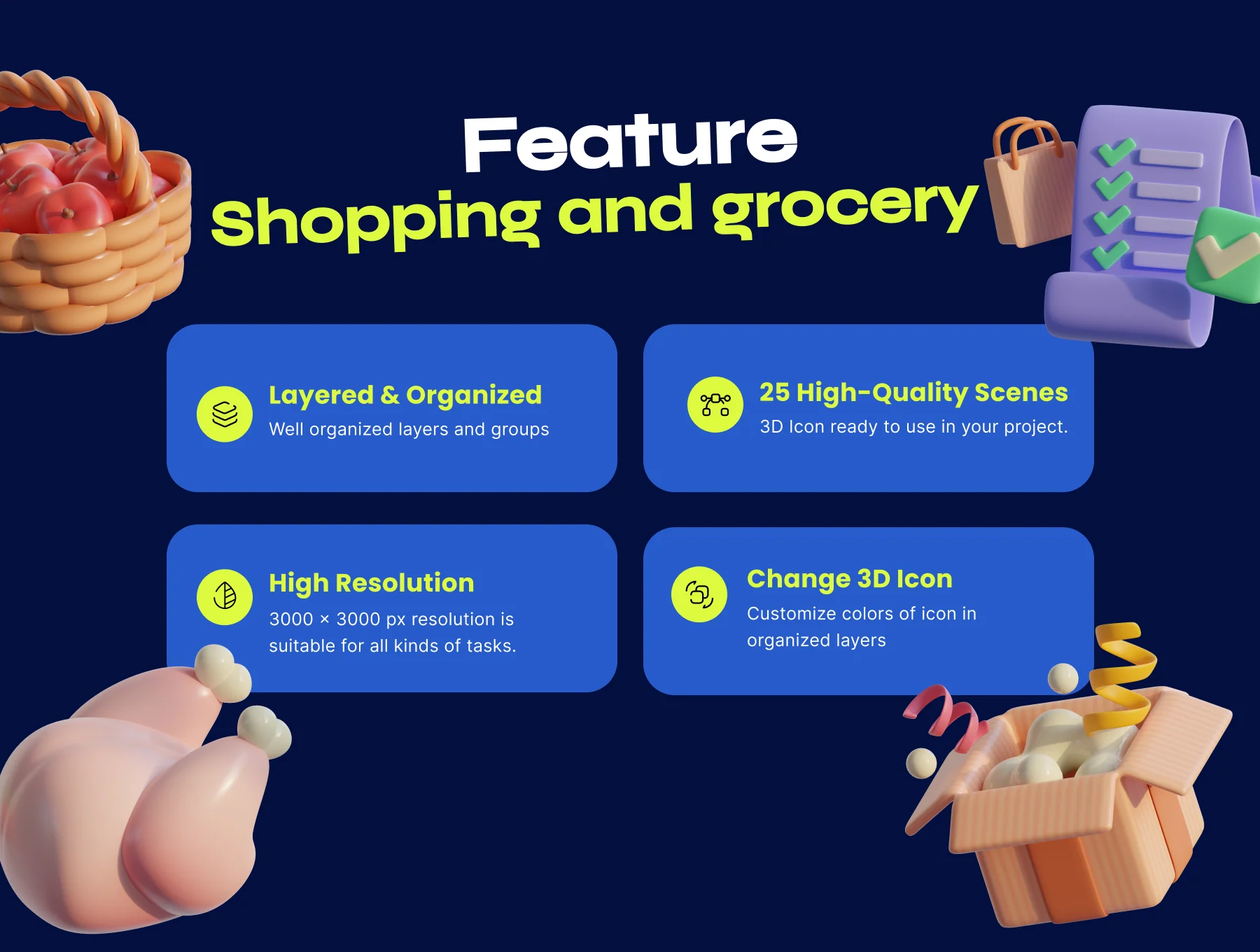 Shopping & Grocery 3D Icon Pack 2