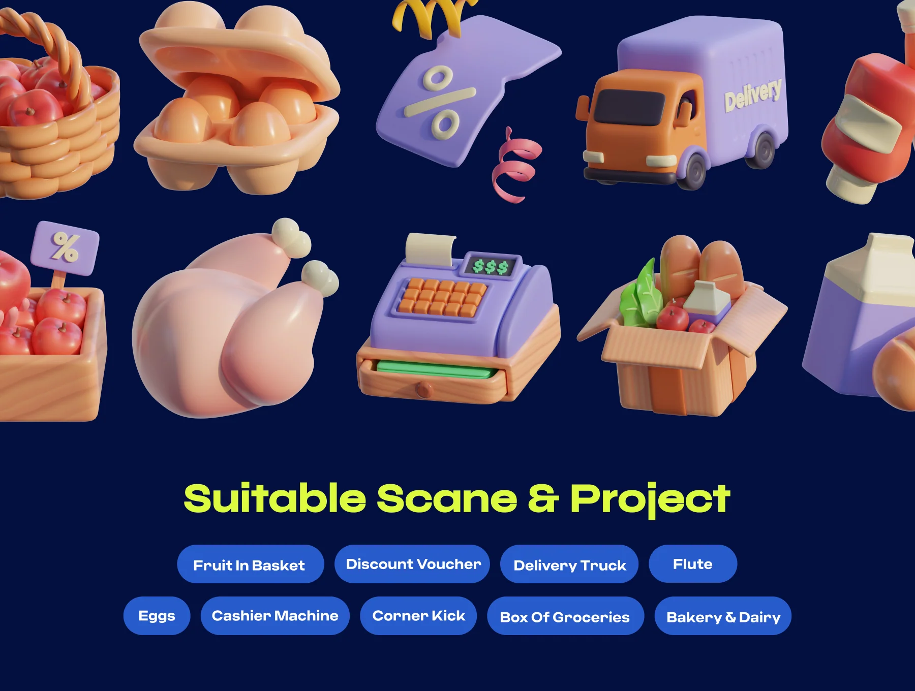 Shopping & Grocery 3D Icon Pack 4