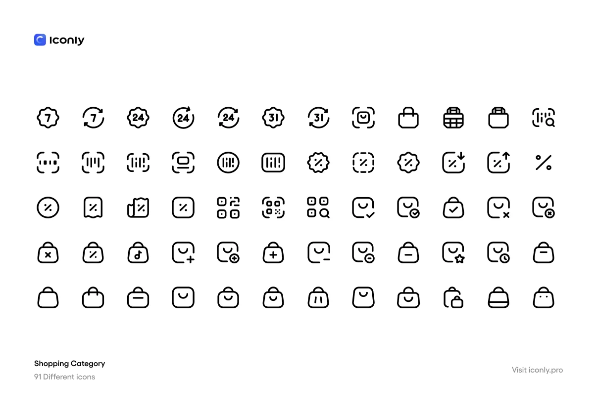 Shopping icons Light Iconly Pro