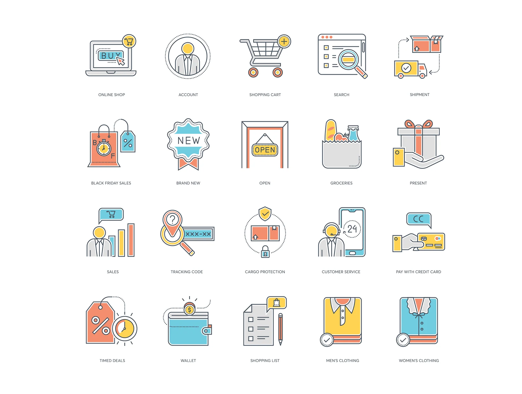 80 E-commerce Icons | Color Line Series 2