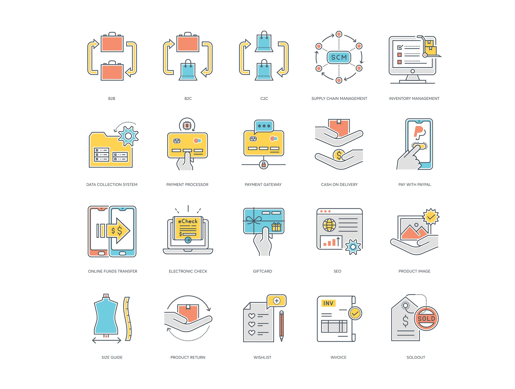 80 E-commerce Icons | Color Line Series 5