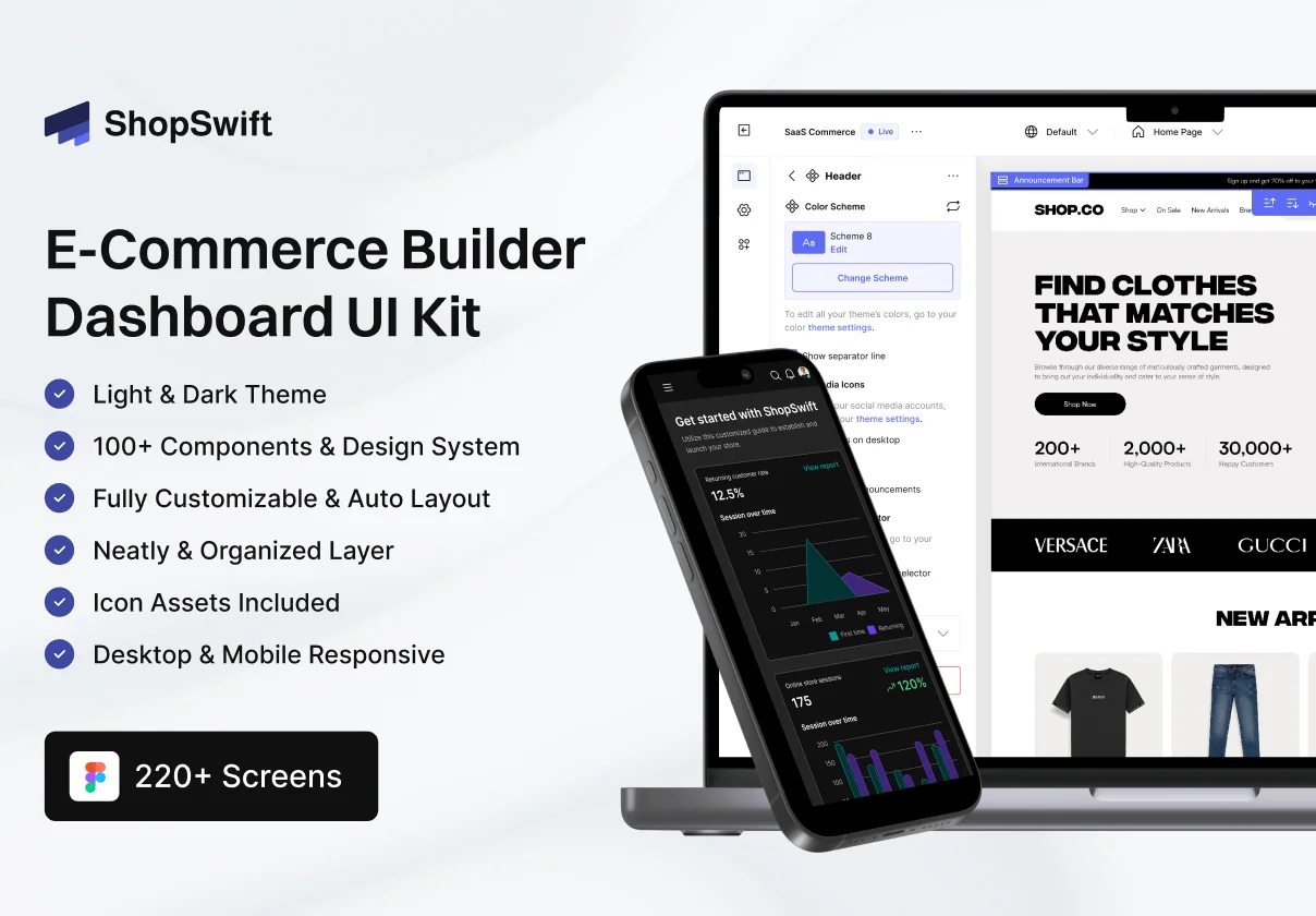 ShopSwift - E-Commerce Builder Web App UI Kit