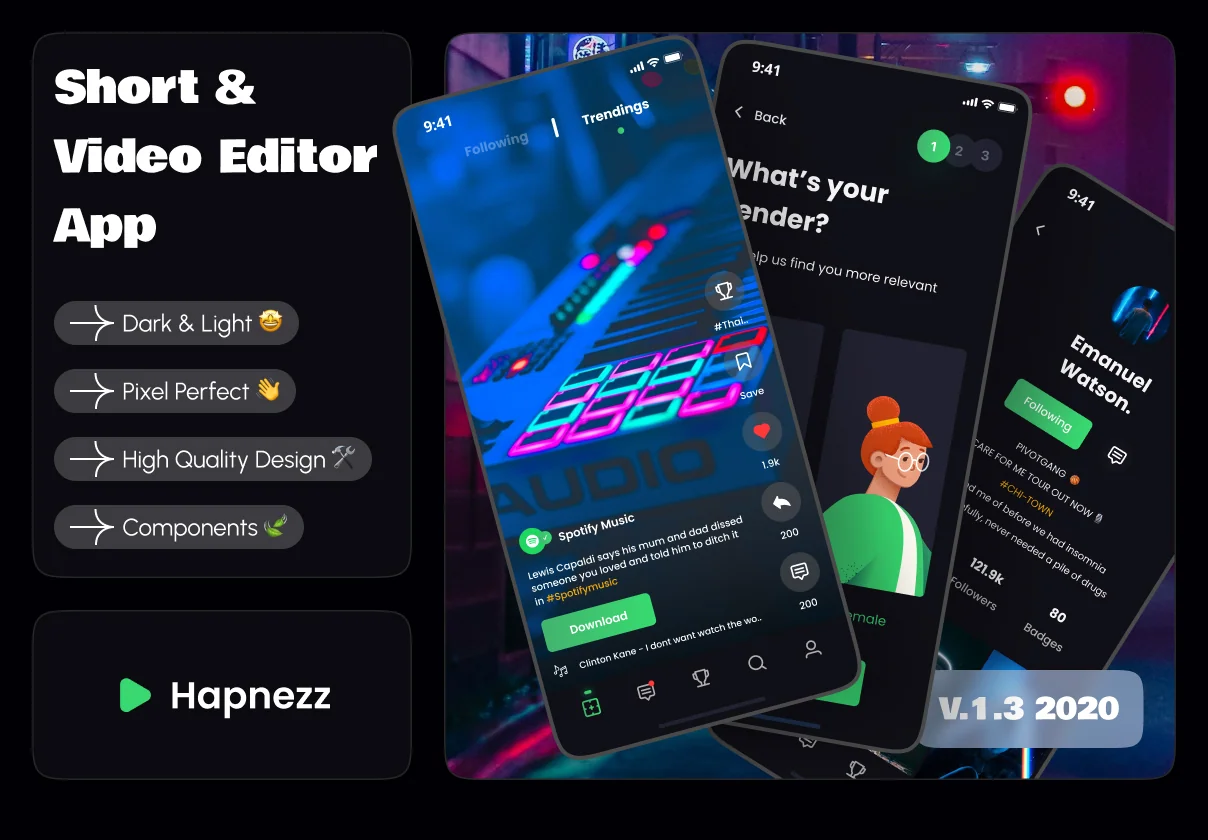 Short Video Apps UI KIT ( Hapnezz )