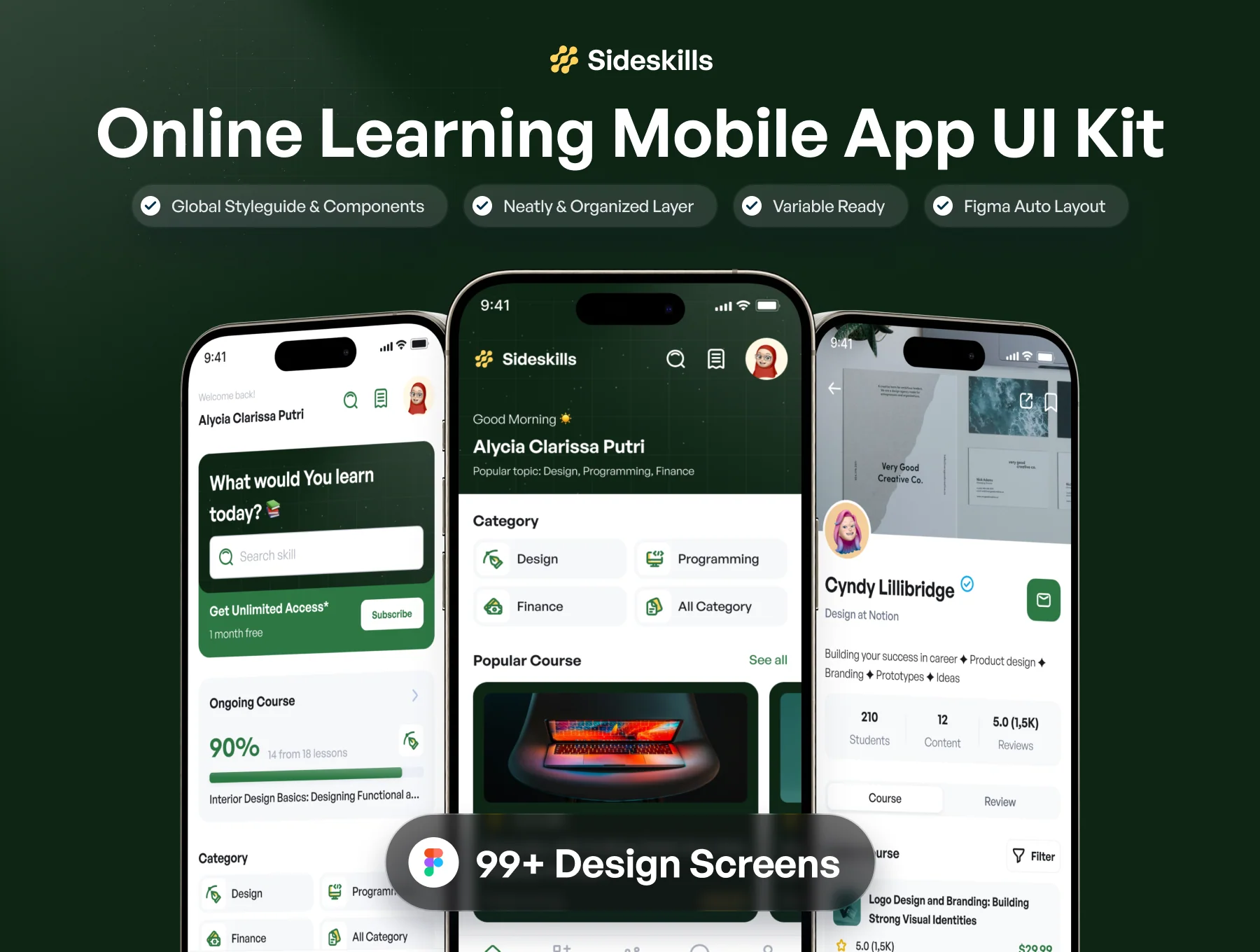 Sideskills - Online Learning & Course Mobile App UI Kit