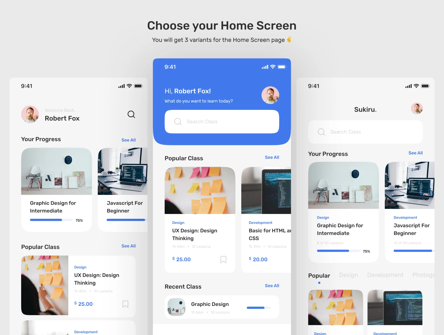 Sikiru - E-Course App UI Kit 3