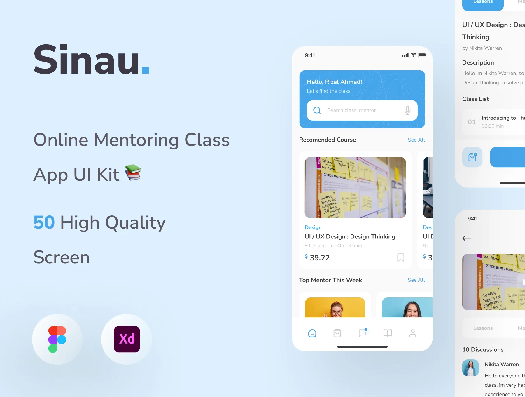 Sinau - Online Mentoring Class App UI Kit