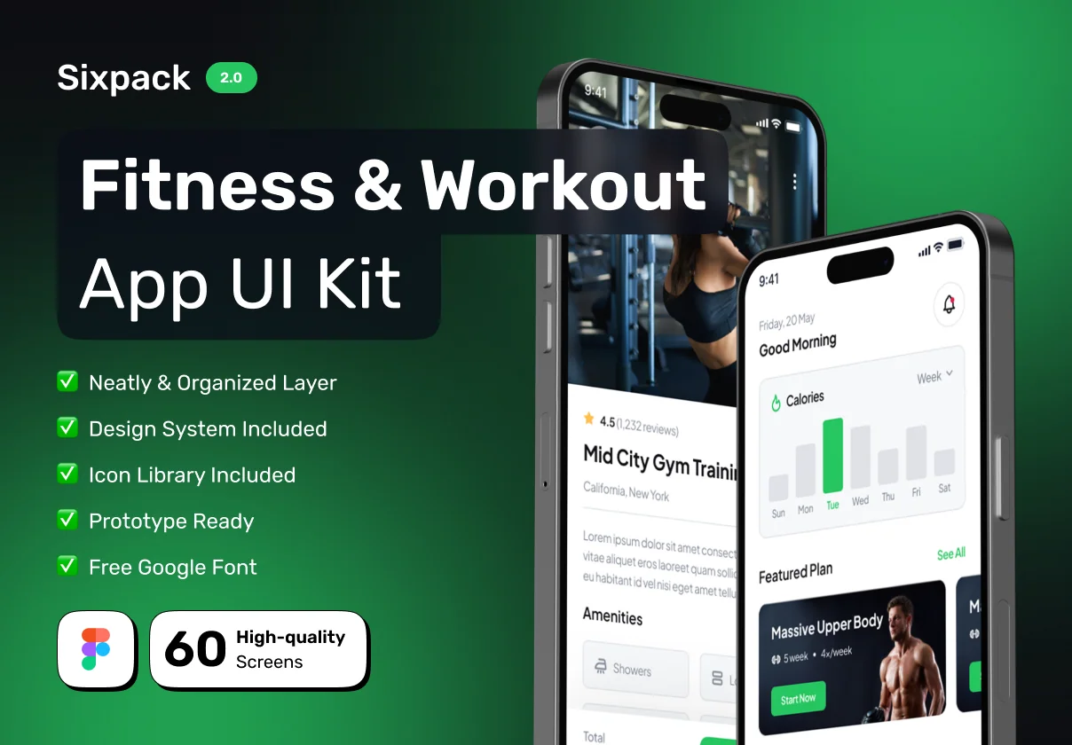 SIXPACK - Fitness & Workout Premium Mobile App UI Kit
