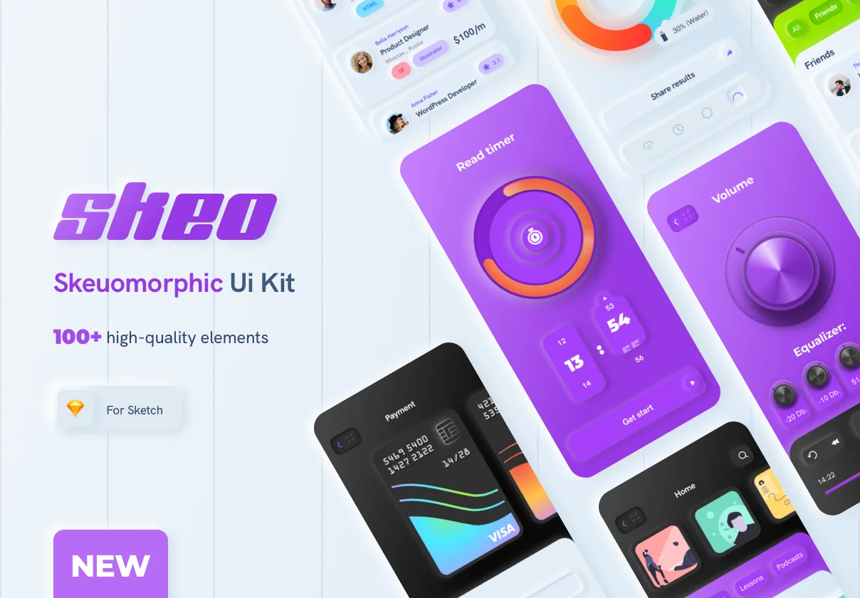 Skeo-Skeuomorphic UI Kit