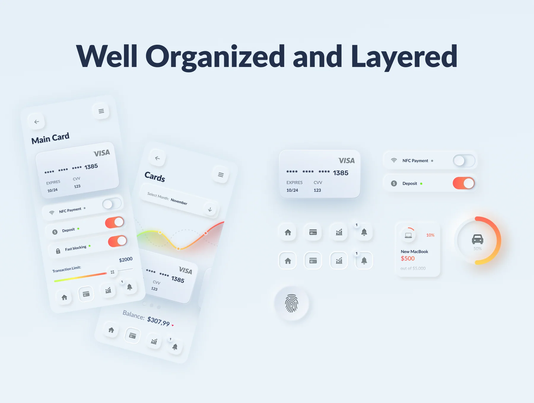 Skeuomorph Wallet Banking App UI Kit 3