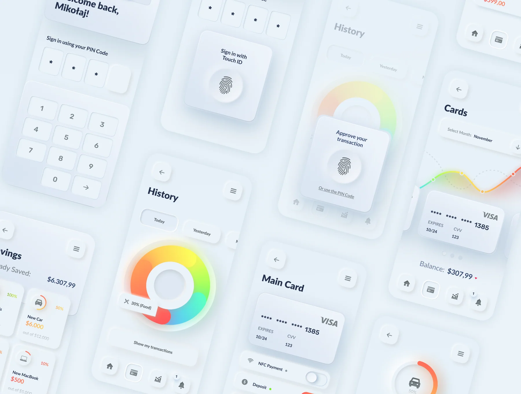 Skeuomorph Wallet Banking App UI Kit 7
