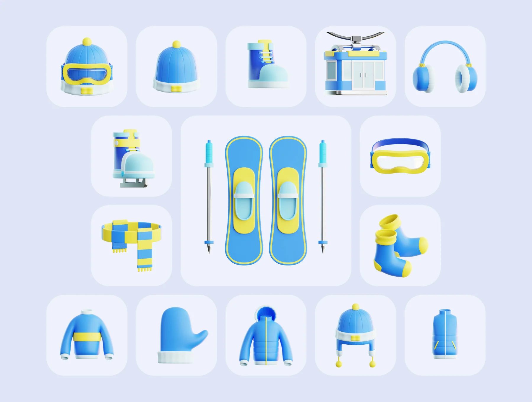 Skiing Equipment 3D 3D Illustration Pack 6