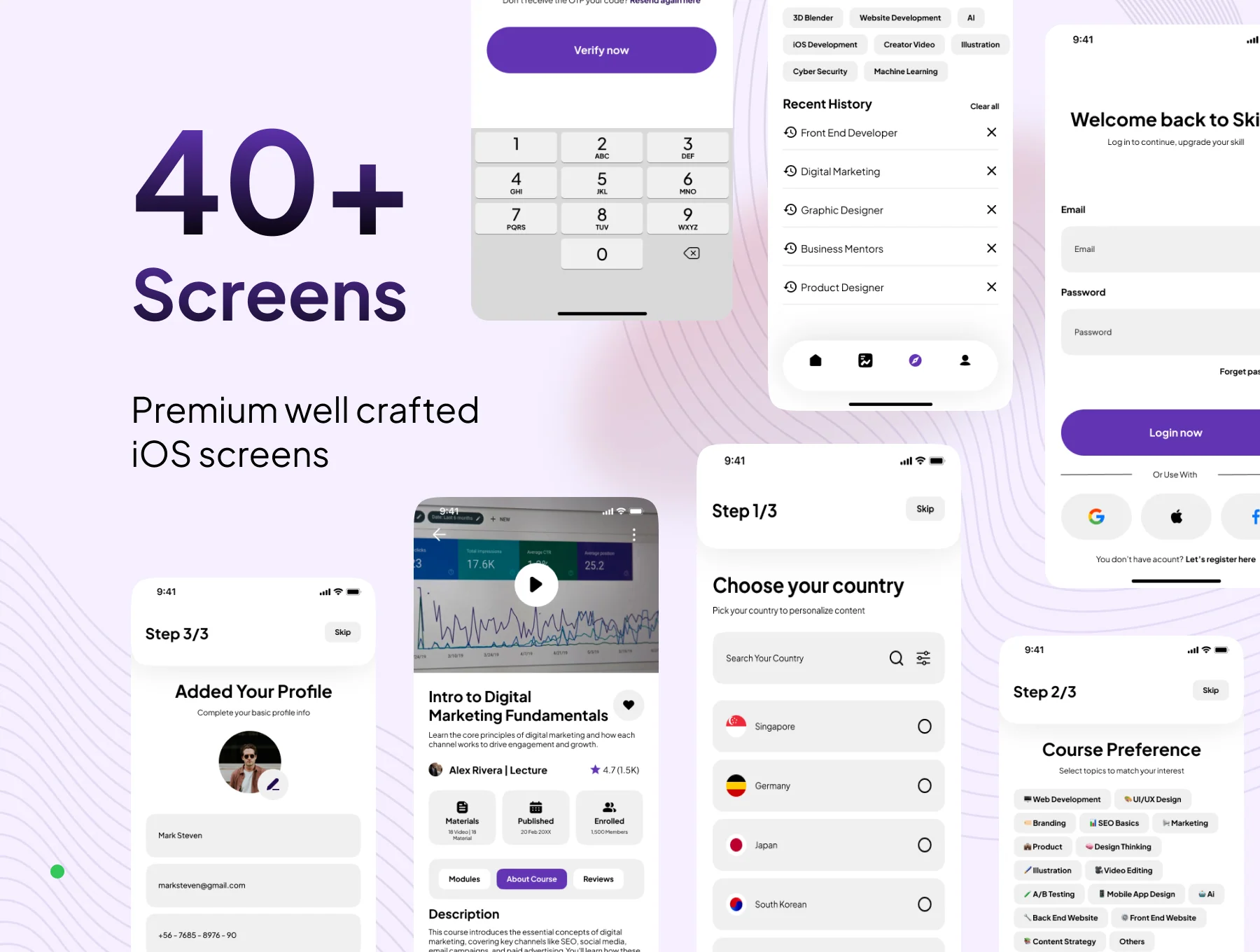 Skilio - Digital Skill Learning Course App UI Kit 2