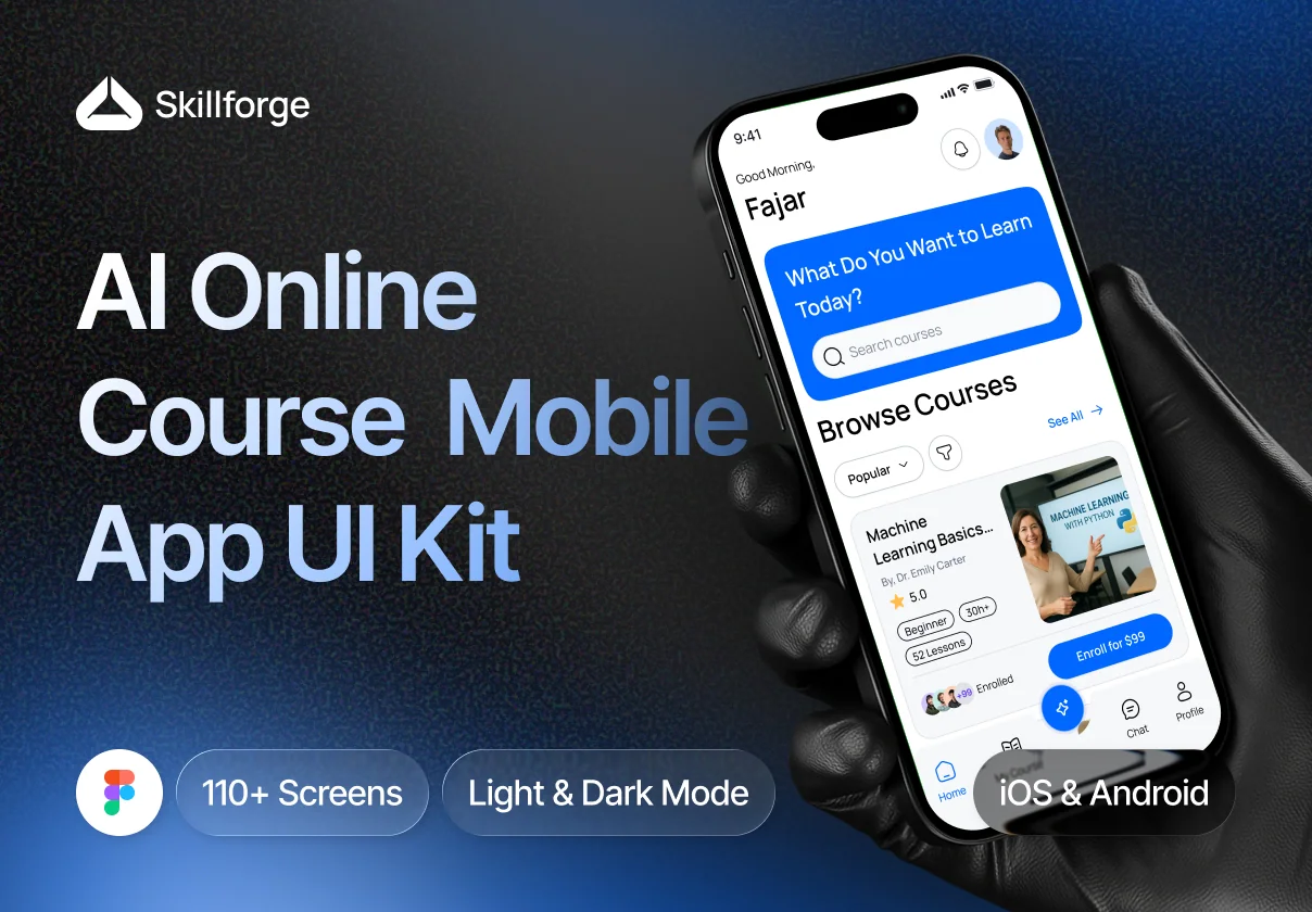 Skillforge - AI Online Course Mobile App UI Kit