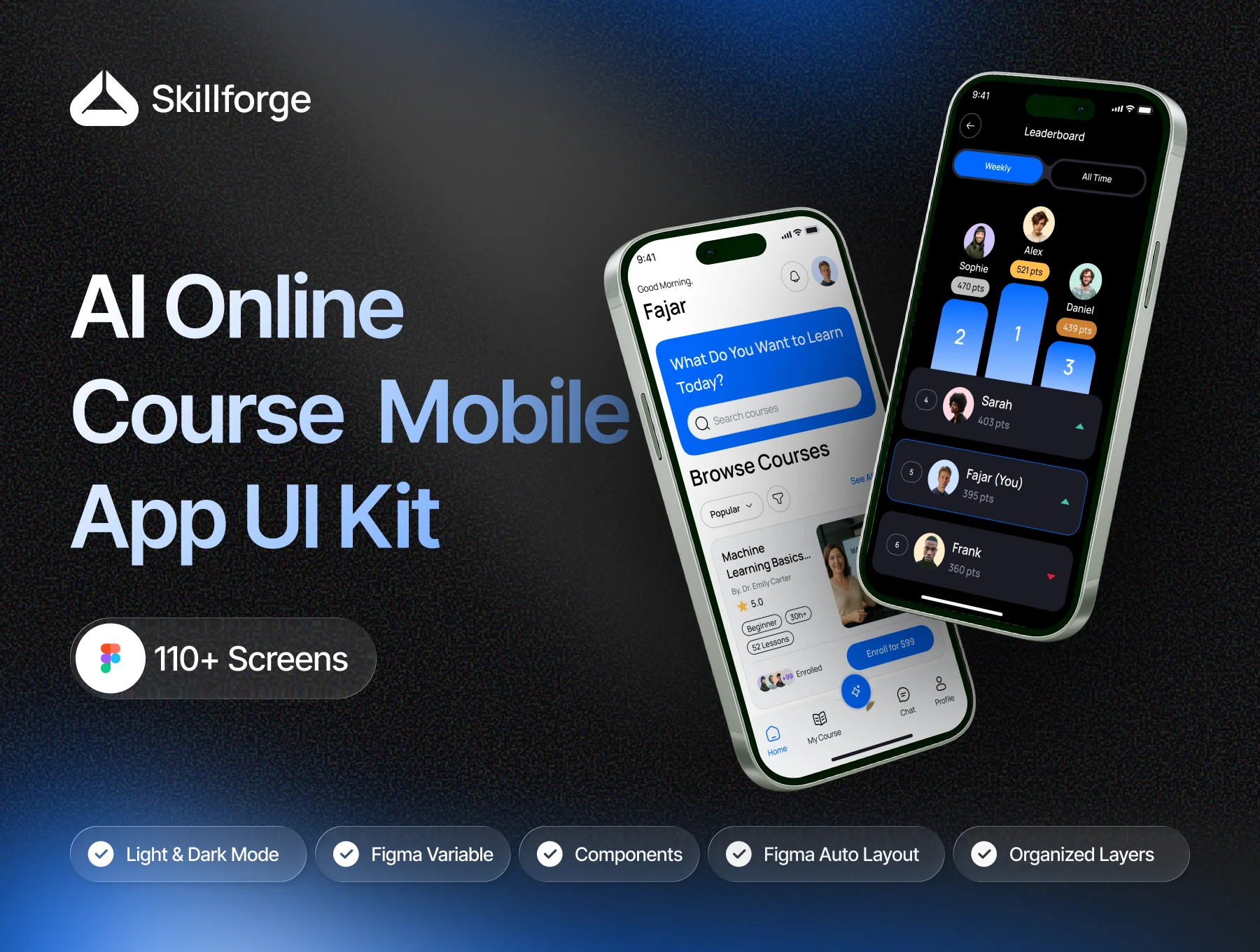 Skillforge - AI Online Course Mobile App UI Kit
