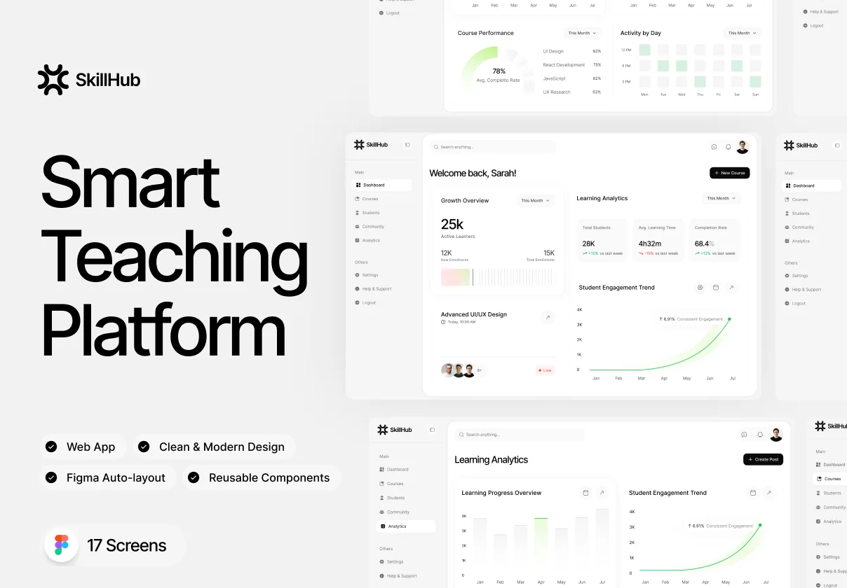 SkillHub – Smart Teaching Platform Web App UI Kit