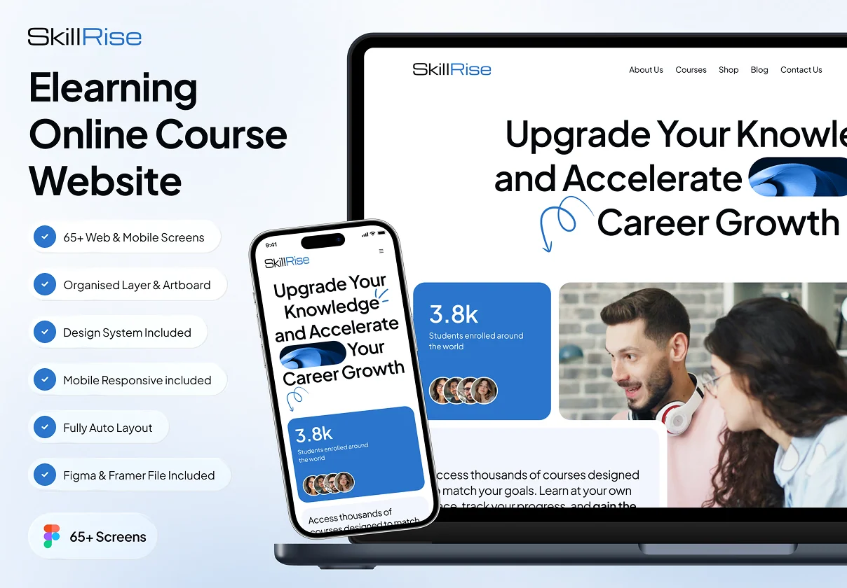 SkillRise - Elearning Online Course Website UI Kit