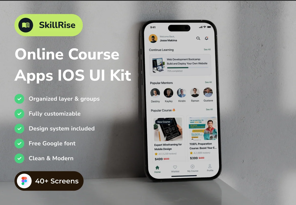 SkillRise - Online Course App IOS UI Kits