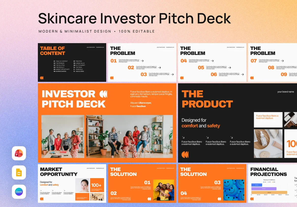Skincare Investor Pitch Deck Template – Beauty & Wellness
